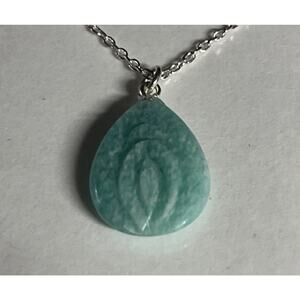 GEMINSPIRE Amazonite Handmade YONI Pendant Gemstone Necklace With 16” Chain